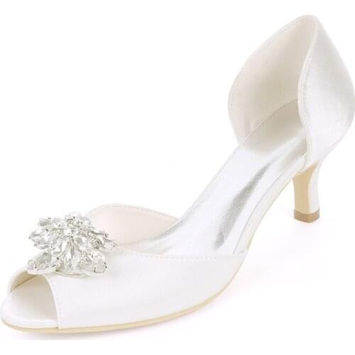 Kitten Heels Satin Party Shoes Women Peep Toe Slip-on Low Heels Prom Evening Formal Wedding Bridal Ladies Dress Pumps