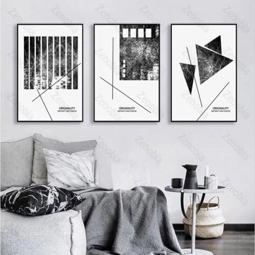 Home Decoration Black White Geometric Graphics Wall Art Canvas Painting Nordic Posters and Printed Pictures for Living Room