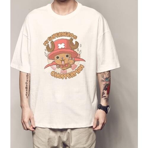 Japan Comics Harajuku Chopper Printed T Shirts Summer Men Short Sleeve Casual Cartoon Tops Hip Hop Bad Boy Tees Kawaii Clothing