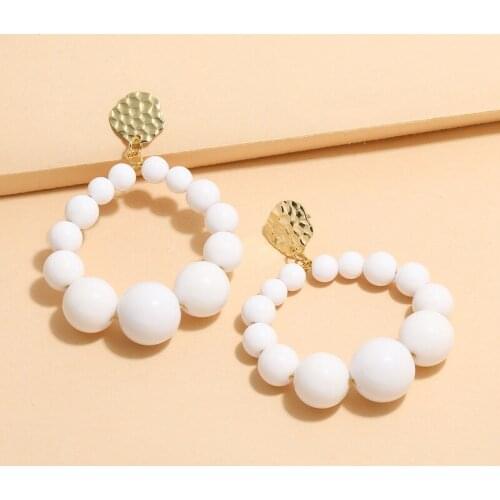 European and American Style Bohemian Color Beads Hyperbolic Womens Earrings Acrylic Retro Fashion Womens Party Accessories