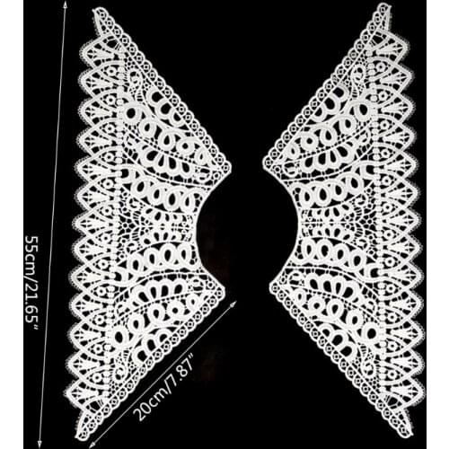 Artsy Collar Womens White Hollowing-Out Lace Polyester False Collar for Summer Dress Wedding Dress Accessory