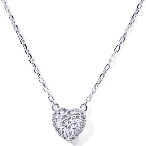 Tianyu Gems Heart Love Pendant Necklace Women Silver Jewelry Accessories 5*5mm/6.5mm Moissanite 925 Chain Necklace Classic Gifts