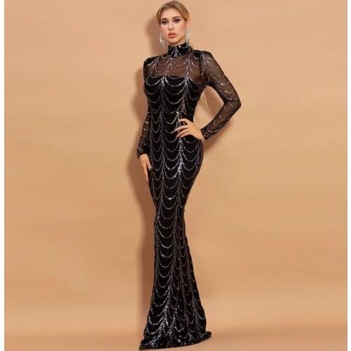 2021 Sexy Strapless Evening Prom Party Dress Women Solid Color Celebrity Maxi Dress High Long Sleeve Split Dress