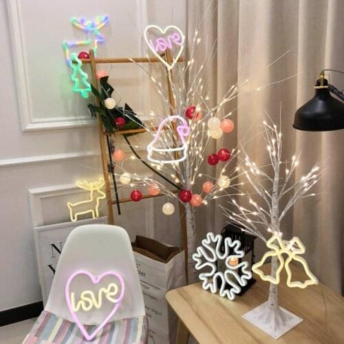 2019 New Creative Led Neon Light Sign for Holiday Xmas Party Wedding Decorations Kids Room Home Decor Moon Xmas Hat