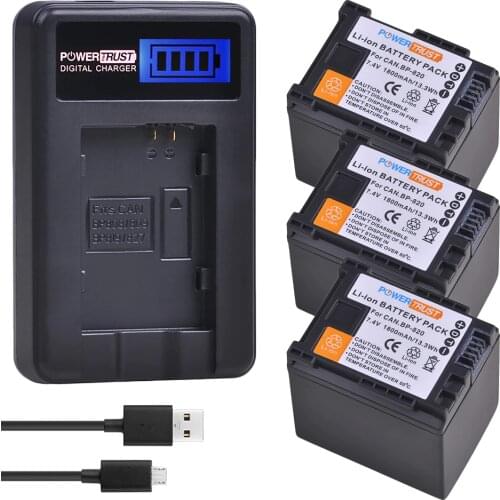 3Pcs BP-820 BP820 BP 820 Battery and LCD USB Charger for Canon VIXIA GX10, HFG20, HF G21, HFG30, HFG40, HFM30, HFM31, HFM32