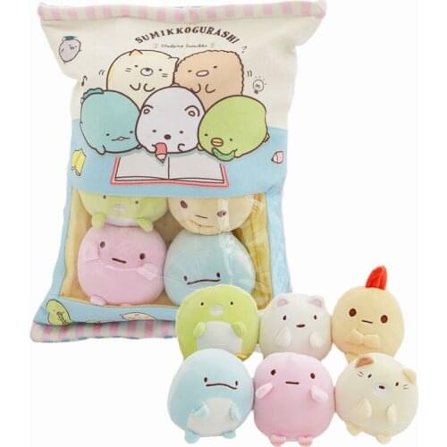 4-6pcs/lot Cute Animal sumikko Snack Bag Plush Doll Stuffed White Bear Candy Bag Cushion/Pillow Kids/Girl Birthday Gifts