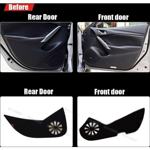 4pcs Fabric Door Protection Mats Anti-kick Decorative Pads For Mazda Atenza 2014
