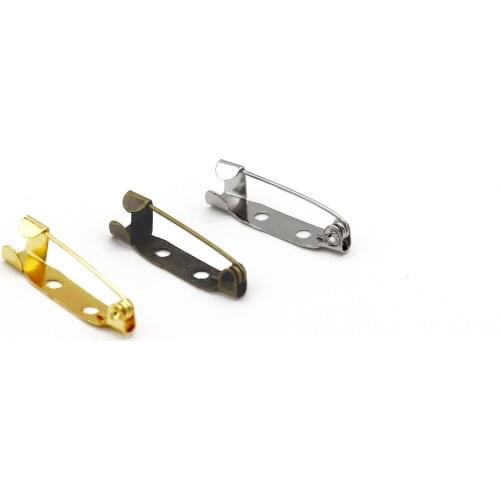 50pcs/lot 20mm 25mm 30mm Length Gold Silver Antique Bronze Color Safety Brooches Pin Back Findings for DIY Jewelry Making