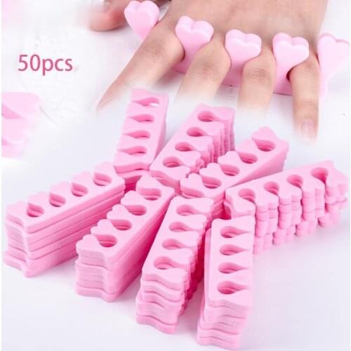 50pcs/Pack Pink Nail Art Toes Separators Fingers Foots Sponge Soft Gel UV Tools Polish Manicure Pedicure Pedicure Toe Separators