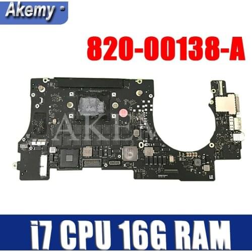 661-02524 Retina For MacBook Pro 15" Logic Board, 2.2GHz, i7 16GB IG A1398 Year Motherboard PCB 820-00138-A