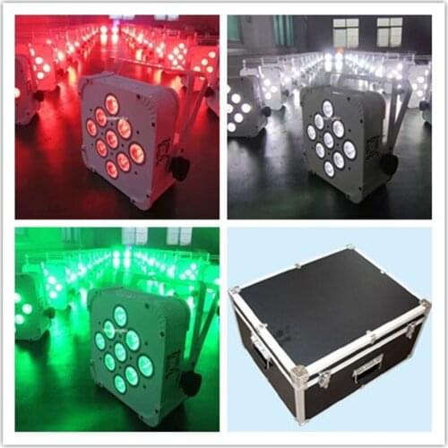 8 lot 9*18w rgbwa uv wireless dmx led par battery wireless powered par light case