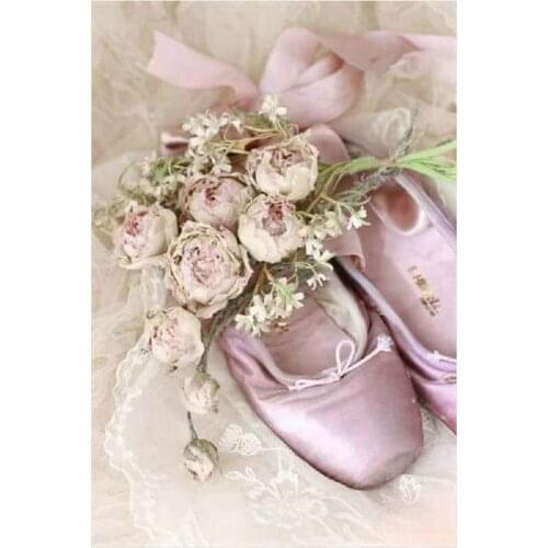 5D DIY full Square drill Diamond painting Cross stitch Ballet shoes rose Rhinestone diamond embroidery Mosaic home decor gift