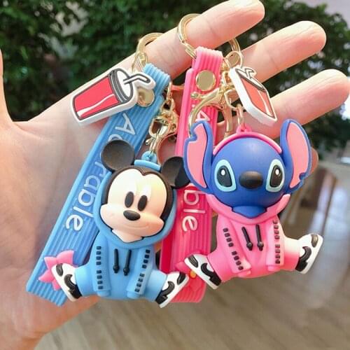 Disney Mickey Mouse doll key chain anime cartoon animal Pikachu Stitch key chain decoration supplies childrens toys gifts