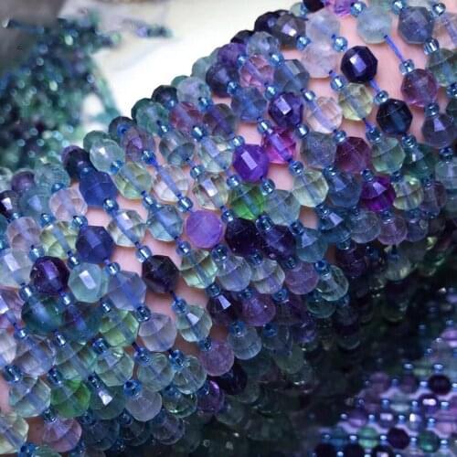 Loose beads Amazonite/Tourmaline/Fluorite/sea diamond square faceted 7*8mm for DIY jewelry making FPPJ wholesale nature