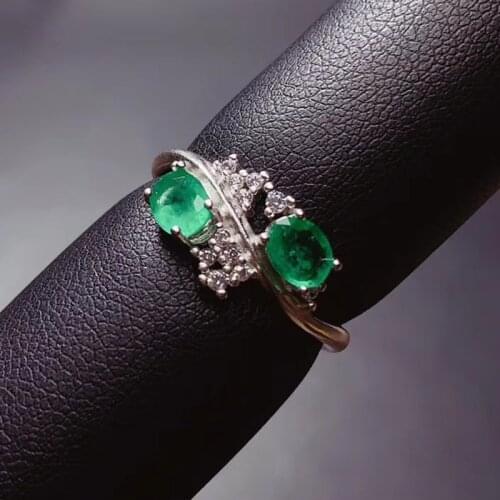 CoLife Jewelry 100% Real Emerald Ring 2 Pieces 4*5mm Natural Emerald Ring 925 Silver Emerald Jewelry for Daily Wear