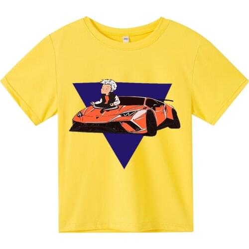 Summer New Unsex 4-14T Fashion Casual Cotton Merch A4 Lamba Print Short Sleeve Kids T-Shirt