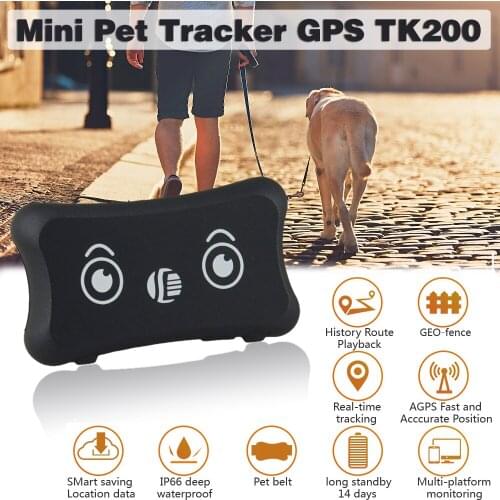 Pet GPS Tracker TK200 Waterproof IP66 Dogs/Cats Realtime Tracking Low Batte 100g