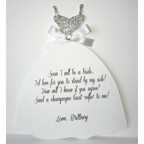 Custom glitter Will you be my bridesmaid maid of honor asking Proposal Cards wedding Dress invitations Bridal Party gifts favors