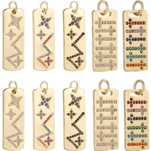 Juya DIY Engraving Dog Tags Star Cross Article Strip Charms For Handicraft Needlework Trendy Pendant Jewelry Making Supplies