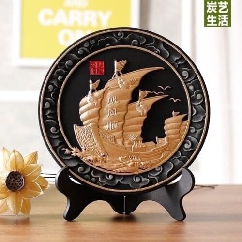 China Leader National gift HOME office Comapny successful career thriving business sailing boat ART FENG SHUI carving Ornament