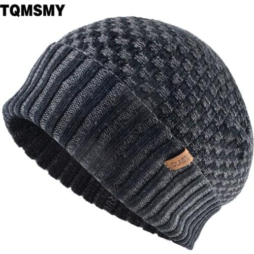 TQMSMY Classic Knitted Beanie Men Winter Wamr Thick Hats Double layer Add Velvet Skulies Beanies Women Outdoor Keep Warm Gorras