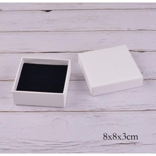 12pcs/lot High quality white kraft paper jewelry box ring earring necklace bracelet boxes customize print logo gift package