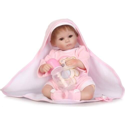 40cm Soft Silicone Reborn Baby Doll Toy For Girls Vinyl Newborn Girl Babies Dolls bebe child reborn bonecas NPK fake baby