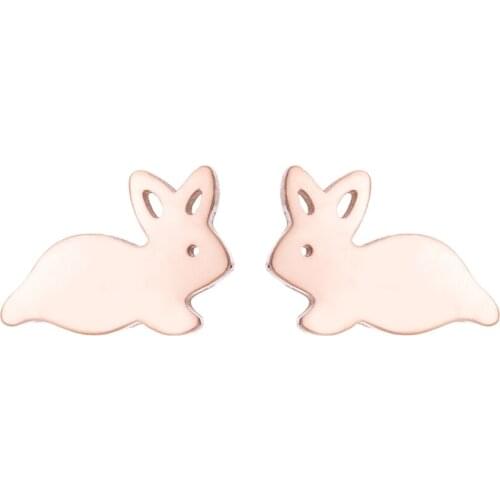 Stainless Steel Lovely Rabbit Stud Earrings Women Kids Ear Jewelry Casual Dress Cute Animal Bunny Piercing Earings