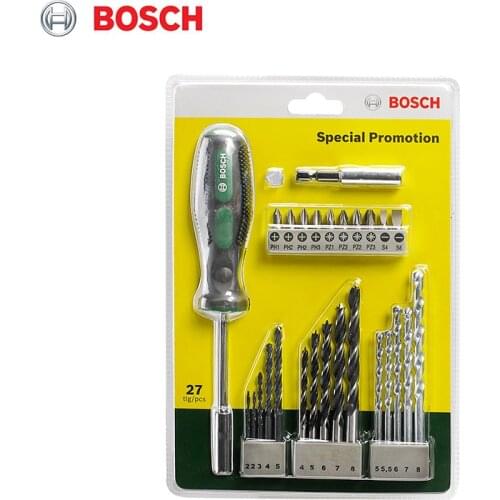 Bosch 26 drill bit set + hand tool mix (27 piece set) round shank drill bit mix set