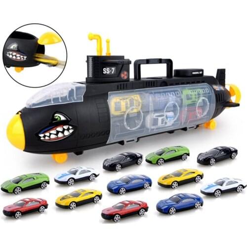 6Pcs&12Pcs/Set Mini Alloy Car Model Building Kits Classic Toy Suit Shark Submarine Portable Storage Box Toys For Children G