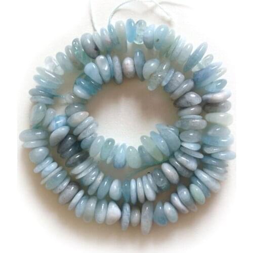 Natural Blue Aquamarines Beads Freefrom Rondelle Heishi Spacer DIY Loose Beads For Jewelry Making Beads Accessories 15'' Gift