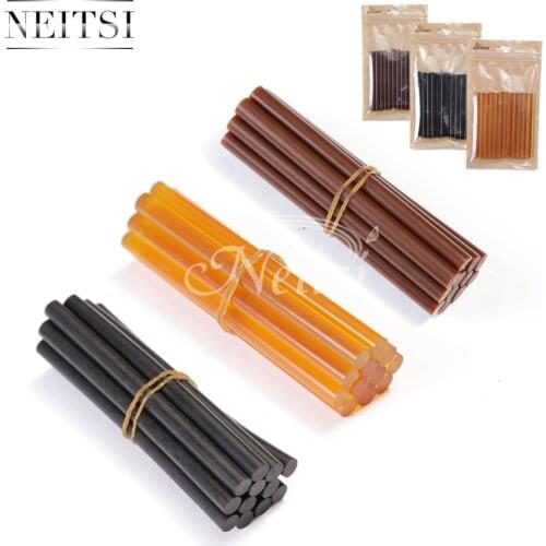 Neitsi 12pc/pack 7.8mm * 100mm Hotmelt Keratin Glue Sticks High Quality Melting Hot Gun Glue Stick Black Brown Yellow Color