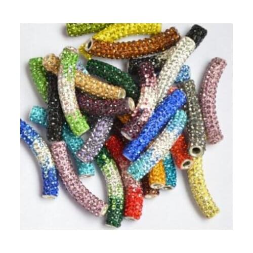 Dr34 black white red mixed multi color long bending tube beads DIY micro pave bead for bracelet crystal