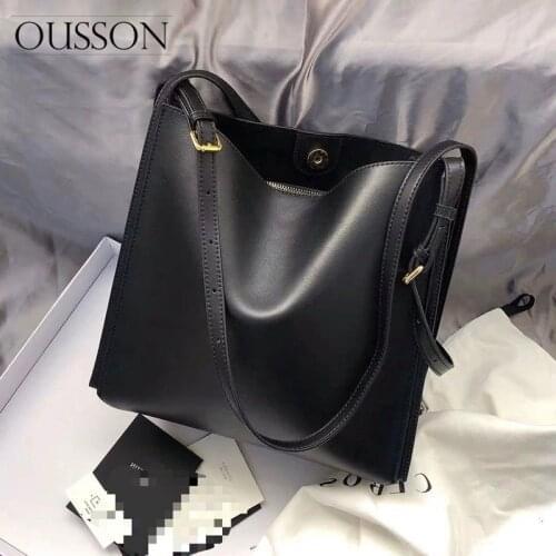 OUSSON 2021 Women Fashion Travel Work Large Capacity One-Shoulder Bag Ladies Soft Leather Big Tote Bucket Bag