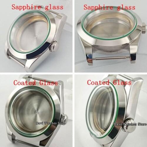 40MM Sapphire Glass/Coated Glass Without magnifier Watch Case Fit ETA 2836 MIYOTA 8205 821A，DG2813/3804 Automatic Movement