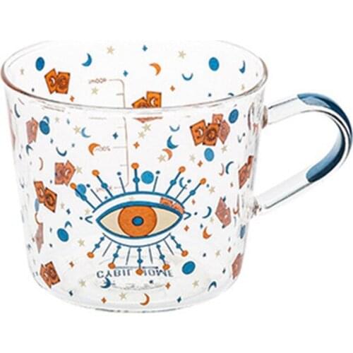 500Ml Creative Scale Glass Mug Breakfast Milk Coffee Cup Household Couple Water Cup Pattern Drinkware Cup