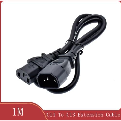 0.3/0.6M C13 TO C14 Angled right transfer extension power cable male to female UPS PDU chassis interface server power cord