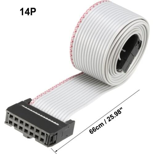 Uxcell 1 Pcs IDC 14/34/40/50/64 Pins Gray 66cm Length 2.54mm Pitch Flexible Flat Ribbon Jumper Cable Connector for PCB