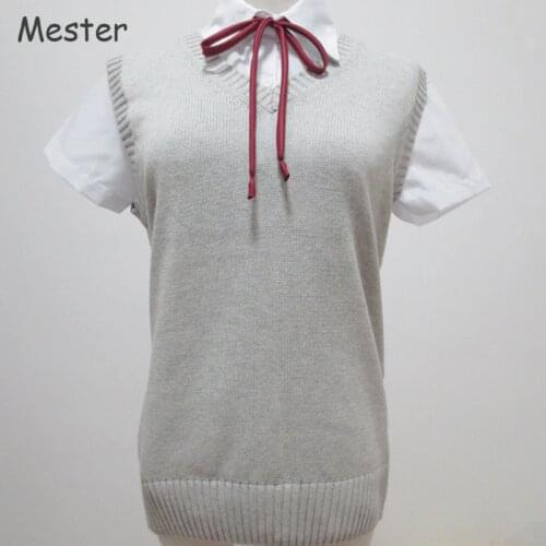 Japanese School Uniform Sweater Vest Kawaii Sleeveless V-Neck Knitting Pullovers Anime Cosplay JK Clothing Girl or Boy Student