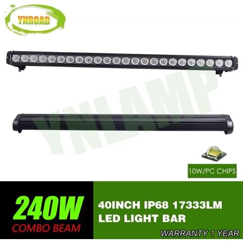 YNROAD 40inch 240w single row Led Light Bar Driving Offroad Light Spot/flood/combo 10V- 70V 17333LM for 4x4 ATV UTV USE IP68