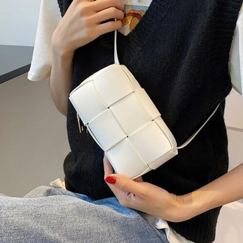 Mini Weave Flap Bags for Women 2021 High Quality Pu Leather Messenger Bag Small Box Handbag and Purse Ladies Phone Crossbody Bag