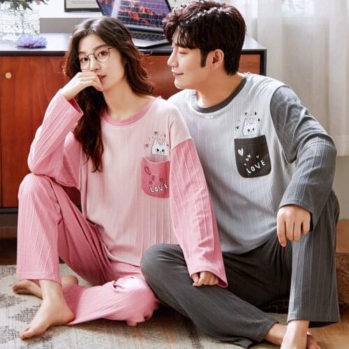 Woman Clothes Autumn Winter Pajamas for Couples Sleepwear Set Lovers Long Sleeved Pyjamas for Men Women Fashion Pijamas Suit