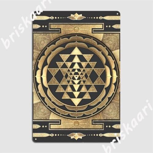 Golden Sri Yantra Metal Signs Cinema Kitchen Bar Cave Vintage Tin sign Posters