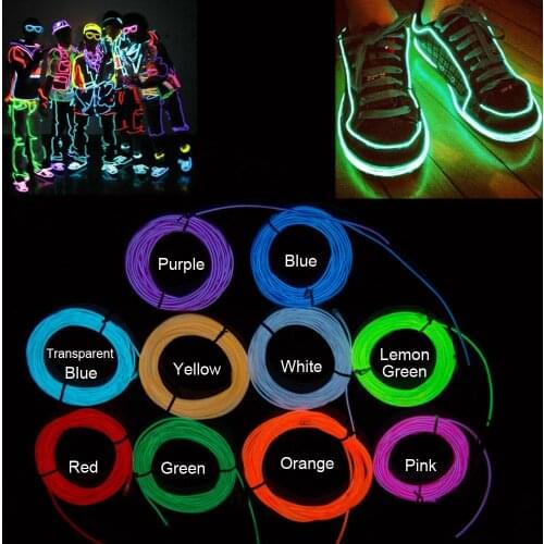 1M/2M Neon Light EL Wire Flexible LED Light Glowing EL Wire Strip Tube Car Dance Party Decor Waterproof LED lamp LED Strip