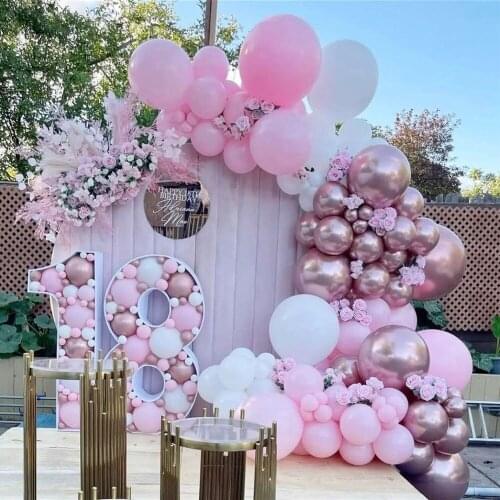 115Pcs Princess Baby Pink Balloon Garland Arch Kit Chrome Metallic Pink Balloon Birthday Engagement Christmas Party Decorations