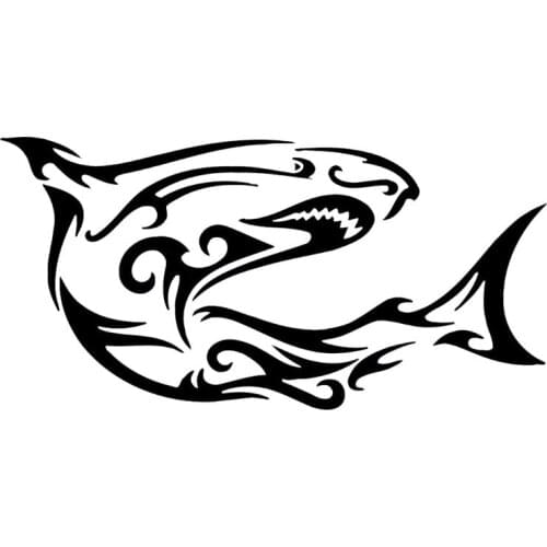 14*7CM Tribal Shark Fish Classic Car Windshield Decal Decoration Creative Cartoon Car Sticker Black/Silver C6-1322