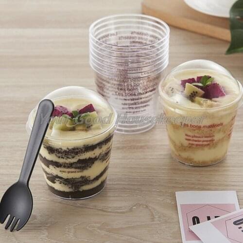 180ml Disposable Salad Cup Transparent Plastic Dessert Bowl Container with Lid