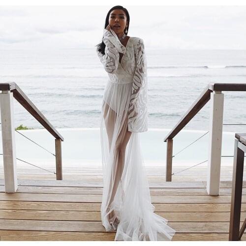 2021 European and American Beach Dress Women Lace Mesh Dress Bikini Swimsuit Two-Piece Set long dresses for women party wedding