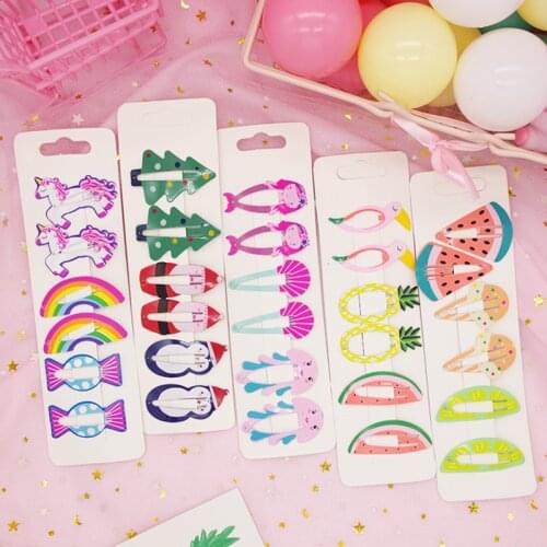 6 pieces/set) Printing Cute Fruit Hair Clips For Girl 11 Types Kids Hairpins Paint Cartoon BB Clip For Children Boutique Retail