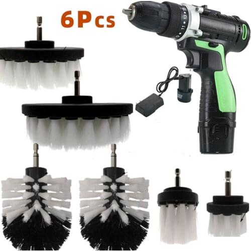 6 Pcs Drill Brush Power Scrubber Bathroom Surfaces Tub Shower Tile And Grout All Purpose Cleaning Kit Attachment Set For